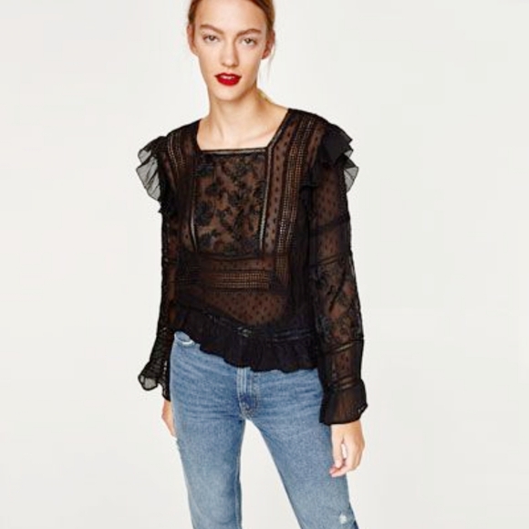 ZARA boho chic blouse SMALL - Picture 3 of 11